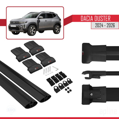 Compatible avec Dacia Duster 3 (P1310) 2024-2025 FLY Model Barres de Toit Railing Porte-Bagages de Voiture Noir Aluminium 2 Barres