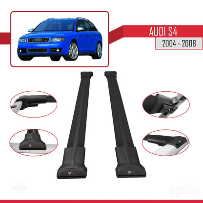 Compatible avec Audi S4 2004-2008 FLY Model Barres de Toit Railing Porte-Bagages de Voiture Noir Aluminium 2 Barres