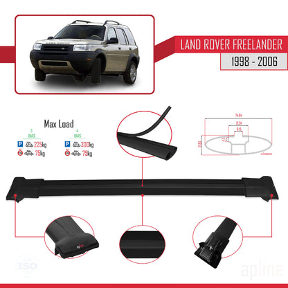 Compatible with Land Rover Freelander (L314) 1998-2006 FLY Model Car Roof Rack Cross Bar Black Aluminium 3 Bars