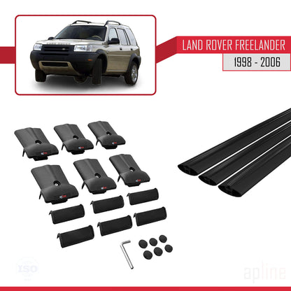 Compatible with Land Rover Freelander (L314) 1998-2006 FLY Model Car Roof Rack Cross Bar Black Aluminium 3 Bars