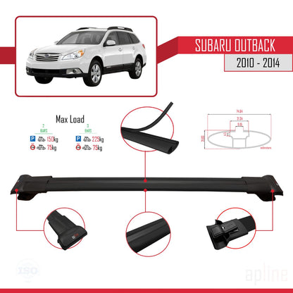 Compatible avec Subaru Outback 2010-2014 FLY Model Barres de Toit Railing Porte-Bagages de Voiture Noir Aluminium 2 Barres