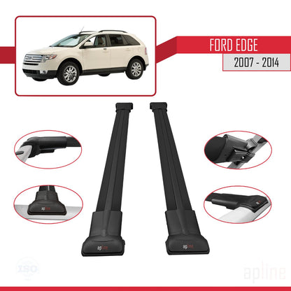 Compatible avec Ford Edge 2007-2014 FLY Model Barres de Toit Railing Porte-Bagages de Voiture Noir Aluminium 2 Barres