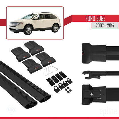 Compatible avec Ford Edge 2007-2014 FLY Model Barres de Toit Railing Porte-Bagages de Voiture Noir Aluminium 2 Barres