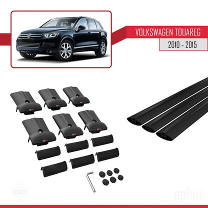 Compatible avec Volkswagen Touareg 2 (7P) Pre-Facelift 2010-2015 FLY Model Barres de Toit Railing Porte-Bagages de Voiture Noir Aluminium 3 Barres