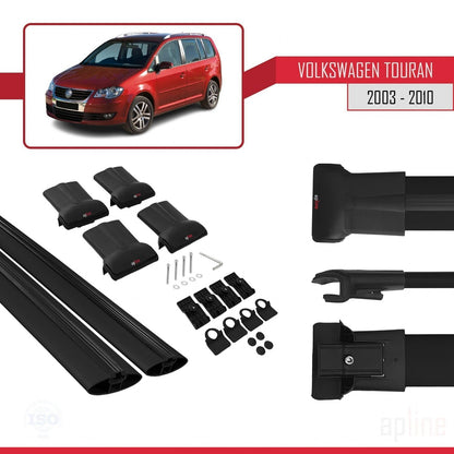 Compatible avec Volkswagen Touran (1T) Post-Facelift 2010-2015 FLY Model Barres de Toit Railing Porte-Bagages de Voiture Noir Aluminium 2 Barres