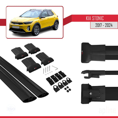Compatible with Kia Stonic 2017-2025 FLY Model Car Roof Rack Cross Bar Black Aluminium 2 Bars