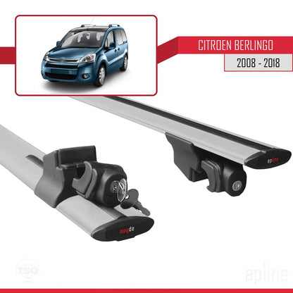 Compatible avec Citroen Berlingo 2 (B9) 2008-2018 HOOK Model Barres de Toit Railing Porte-Bagages de Voiture Gris Aluminium 2 Barres