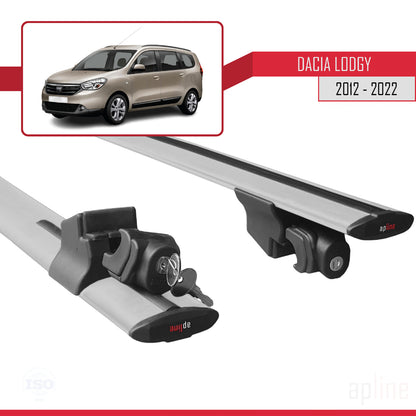Compatible avec Dacia Lodgy (J92) 2012-2022 HOOK Model Barres de Toit Railing Porte-Bagages de Voiture Gris Aluminium 2 Barres