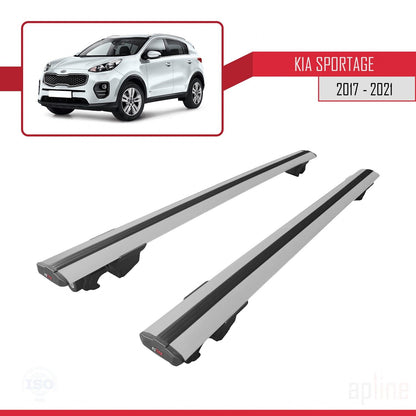Compatible avec Kia Sportage 4 (QL) 2016-2021 HOOK Model Barres de Toit Railing Porte-Bagages de Voiture Gris Aluminium 2 Barres