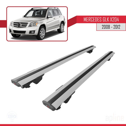 Compatible avec Mercedes Classe GLK (X204) Pre-Facelift 2008-2012 HOOK Model Barres de Toit Railing Porte-Bagages de Voiture Gris Aluminium 2 Barres