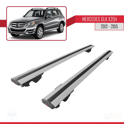 Compatible avec Mercedes Classe GLK (X204) Post-Facelift 2012-2015 HOOK Model Barres de Toit Railing Porte-Bagages de Voiture Gris Aluminium 2 Barres
