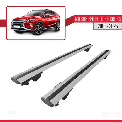Compatible avec Mitsubishi Eclipse Cross (GK) 2018-2025 HOOK Model Barres de Toit Railing Porte-Bagages de Voiture Gris Aluminium 2 Barres