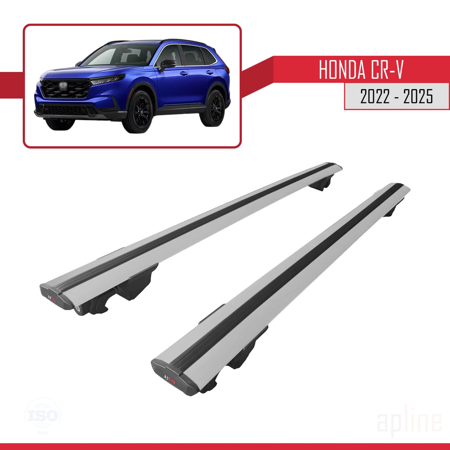 Compatible avec Honda CR-V 2022-2025 HOOK Model Barres de Toit Railing Porte-Bagages de Voiture Gris Aluminium 2 Barres