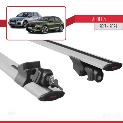 Compatible avec Q5 (FY) 2017-2024 HOOK Model Barres de Toit Railing Porte-Bagages de Voiture Gris Aluminium 2 Barres