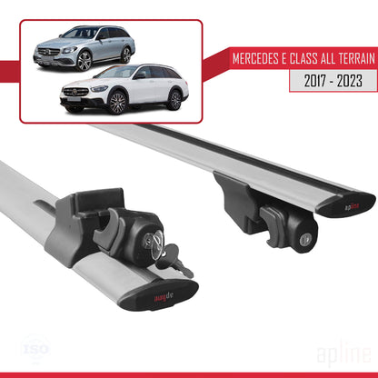 Compatible avec Mercedes Classe E 5 (W213) All Terrain 2017-2023 HOOK Model Barres de Toit Railing Porte-Bagages de Voiture Gris Aluminium 2 Barres