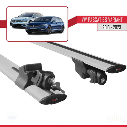 Compatible avec Volkswagen Passat B8 (3G) Variant 2015-2023 HOOK Model Barres de Toit Railing Porte-Bagages de Voiture Gris Aluminium 2 Barres