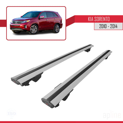 Compatible avec Kia Sorento 2 (XM) 2010-2014 HOOK Model Barres de Toit Railing Porte-Bagages de Voiture Gris Aluminium 2 Barres