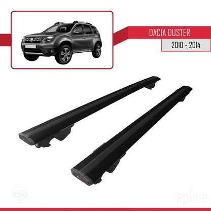 Compatible avec Dacia Duster (HS) Pre-Facelift 2010-2013 HOOK Model Barres de Toit Railing Porte-Bagages de Voiture Noir Aluminium 2 Barres