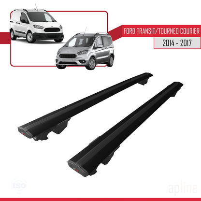 Compatible avec Ford Transit/Tourneo Courier Pre-Facelift 2014-2017 HOOK Model Barres de Toit Railing Porte-Bagages de Voiture Noir Aluminium 2 Barres