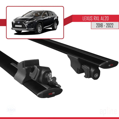 Compatible avec Lexus RX 4 L (AL20) 2018-2022 HOOK Model Barres de Toit Railing Porte-Bagages de Voiture Noir Aluminium 2 Barres