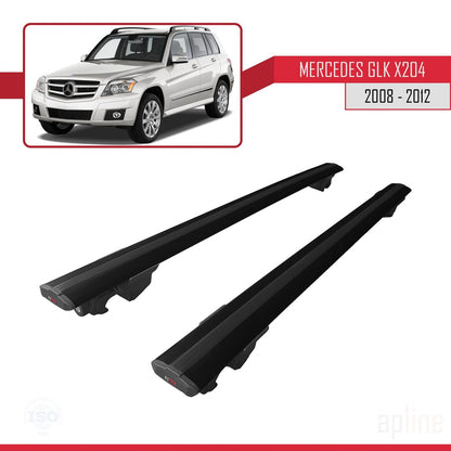 Compatible avec Mercedes Classe GLK (X204) Pre-Facelift 2008-2012 HOOK Model Barres de Toit Railing Porte-Bagages de Voiture Noir Aluminium 2 Barres