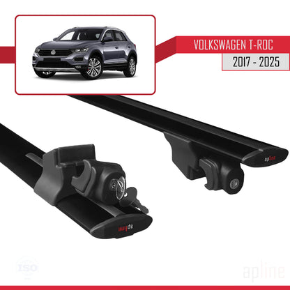 Compatible avec Volkswagen T-Roc 2017-2025 HOOK Model Barres de Toit Railing Porte-Bagages de Voiture Noir Aluminium 2 Barres