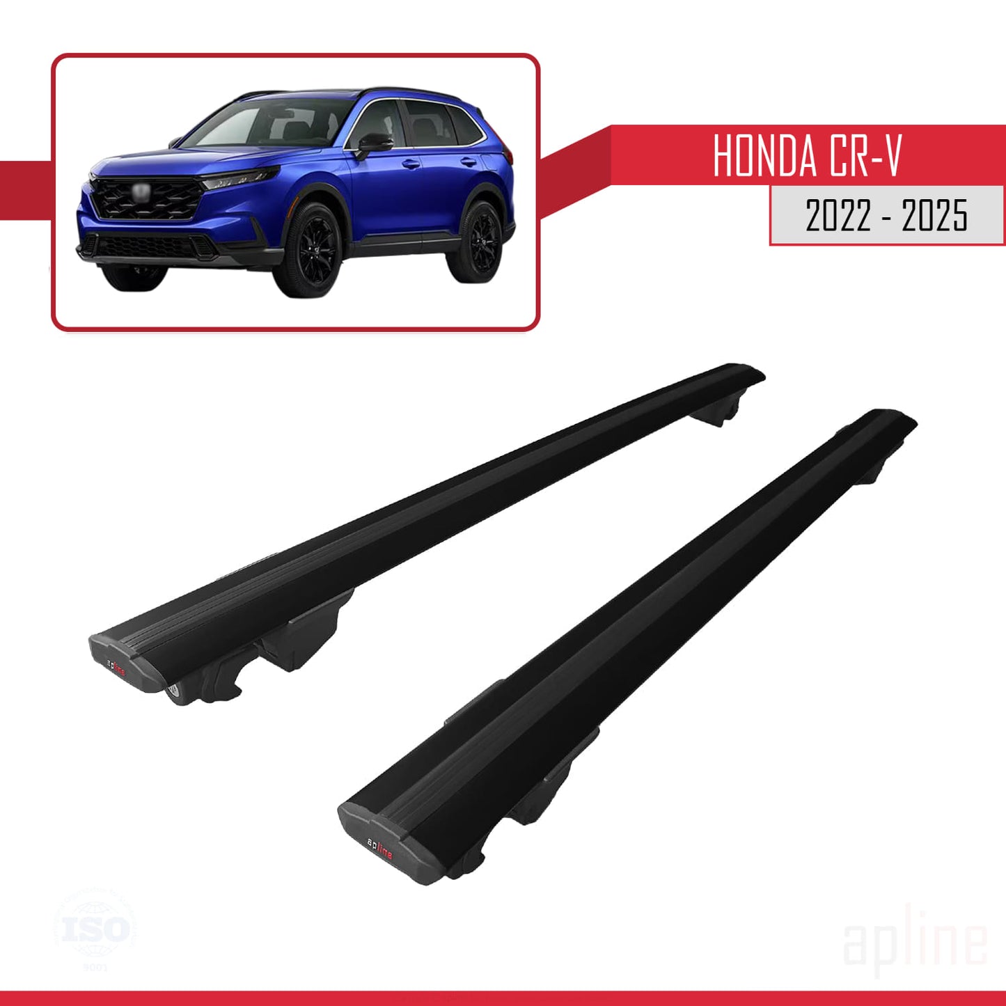Compatible avec Honda CR-V 2022-2025 HOOK Model Barres de Toit Railing Porte-Bagages de Voiture Noir Aluminium 2 Barres