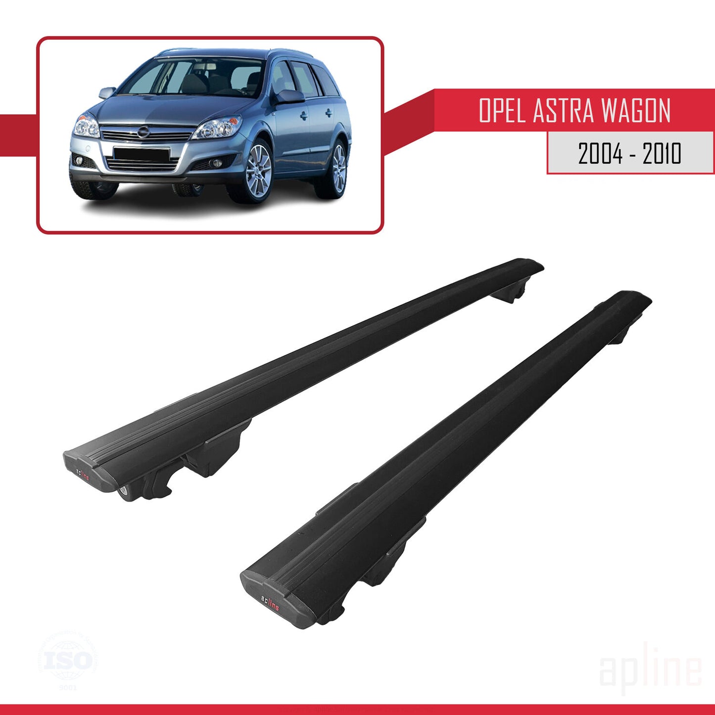 Compatible with Opel Astra H (A04) SW 2004-2010 HOOK Model Car Roof Rack Cross Bar Black Aluminium 2 Bars