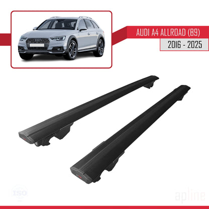 Compatible avec A4 (B9) Allroad 2016-2024 HOOK Model Barres de Toit Railing Porte-Bagages de Voiture Noir Aluminium 2 Barres