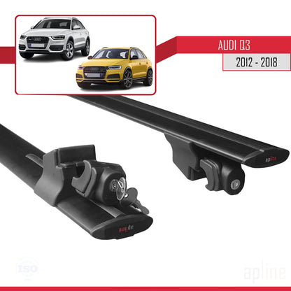 Compatible with Q3 (8U) 2012-2018 HOOK Model Car Roof Rack Cross Bar Black Aluminium 2 Bars