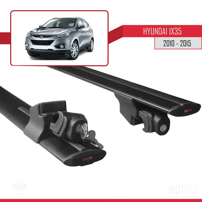 Compatible avec Hyundai ix35 2 (LM) 2010-2015 HOOK Model Barres de Toit Railing Porte-Bagages de Voiture Noir Aluminium 2 Barres