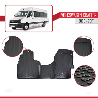 Compatible avec Volkswagen Crafter 2006-2017 4D Tapis de Voiture Noir