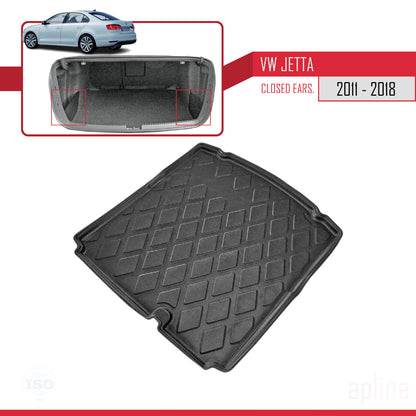 Compatible avec Volkswagen Jetta 6 (Comfortline-Highline) 2011-2018 Flexible Tapis de Coffre Plancher de Chargement Noir