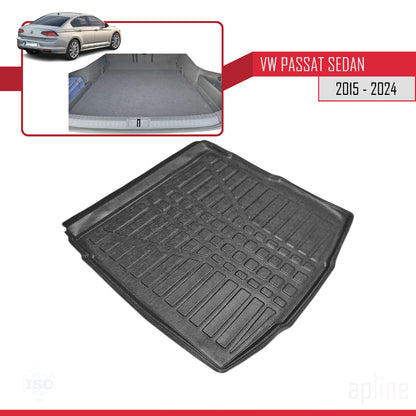 Compatible avec Volkswagen Passat B8 (3G) 2015-2022 Flexible Tapis de Coffre Plancher de Chargement Noir