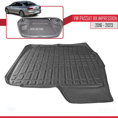 Tapis de Coffre pour Volkswagen Passat (B8) Impression 2019-2023 Flexible NOIR