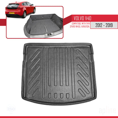 Compatible avec Volvo V40 2013-2019 Flexible Tapis de Coffre Plancher de Chargement Noir