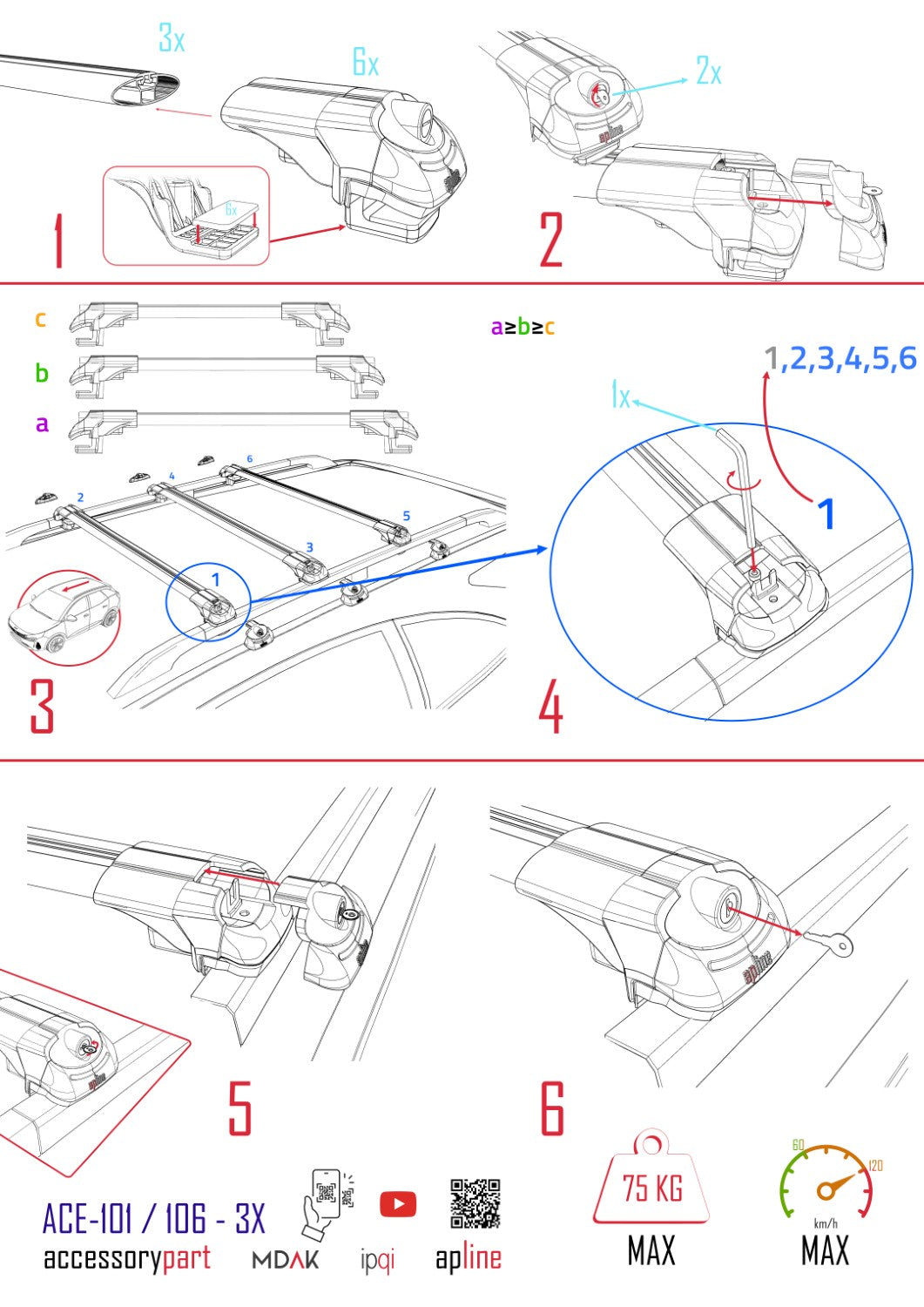 Compatible with Honda Accord Tourer 2008-2012 ACE-1 Car Roof Rack Cross Bar Grey Aluminium 3 Bars
