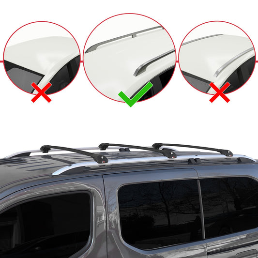 Compatible avec Opel Combo E Life 2019-2022 ACE-1 Barres de Toit Railing Porte-Bagages de Voiture Noir Aluminium 3 Barres