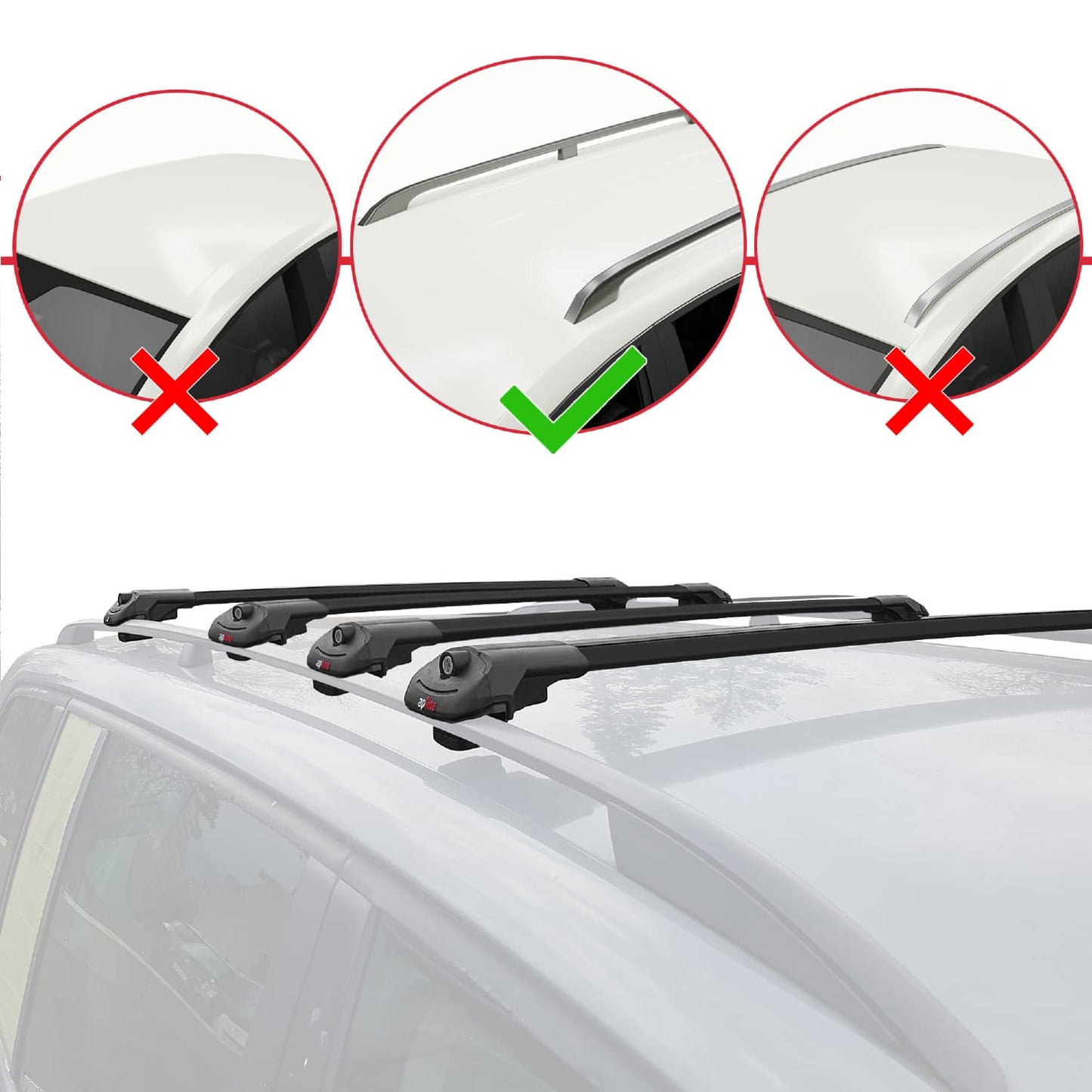 Compatible avec Renault Express 2021-2025 ACE-1 Barres de Toit Railing Porte-Bagages de Voiture Noir Aluminium 4 Barres