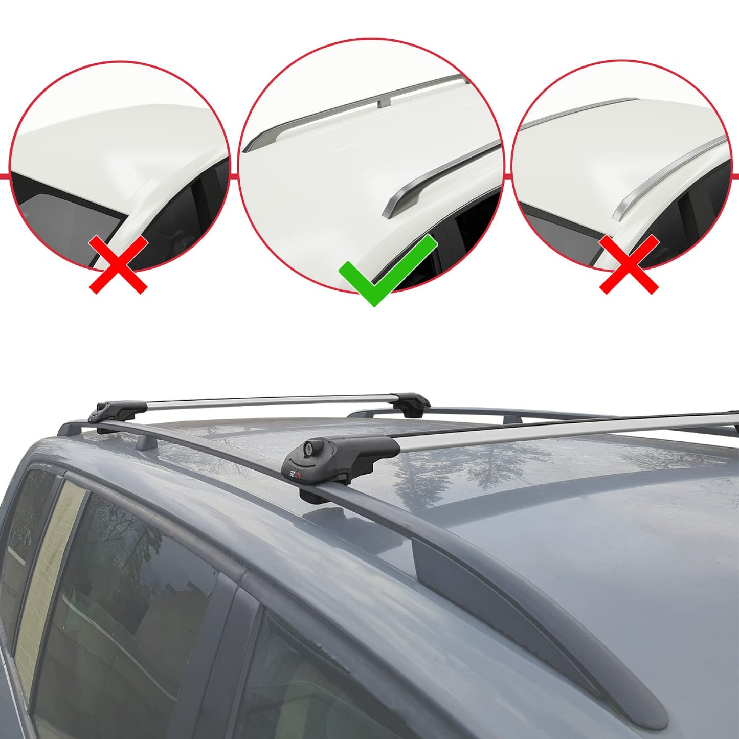 Compatible with Ford Ranger (P375) 2011-2022 ACE-1 Car Roof Rack Cross Bar Grey Aluminium 2 Bars