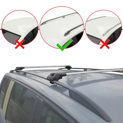 Compatible with Mercedes Citan (W415) 2012-2021 ACE-1 Car Roof Rack Cross Bar Grey Aluminium 2 Bars