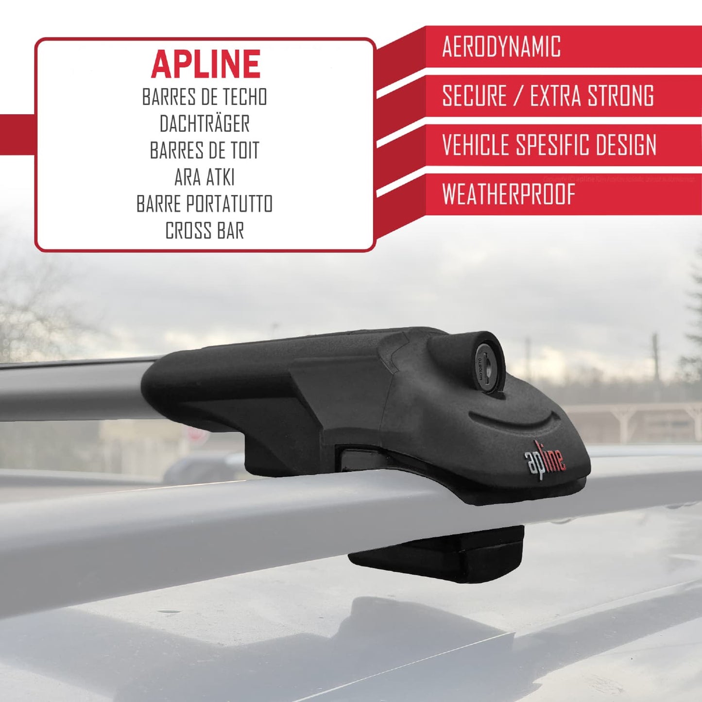 Compatible with Ford Ranger (P375) 2011-2022 ACE-1 Car Roof Rack Cross Bar Grey Aluminium 2 Bars