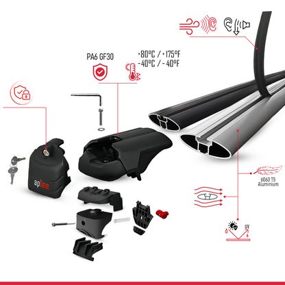 Compatible avec Peugeot 5008 II (P87) 2017-2024 ACE-2 modèle Barres de Toit Railing Porte-Bagages de Voiture Noir Aluminium Barres