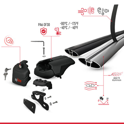 Compatible avec Honda CR-V 4 2012-2016 ACE-2 modèle Barres de Toit Railing Porte-Bagages de Voiture Noir Aluminium Barres