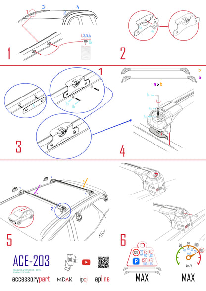 Compatible avec Honda CR-V 4 2012-2016 ACE-2 modèle Barres de Toit Railing Porte-Bagages de Voiture Gris Aluminium Barres