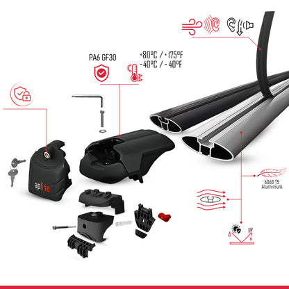 Compatible with BMW X5 (F15) 2014-2018 ACE-2 Car Roof Rack Cross Bar Black Aluminium 2 Bars