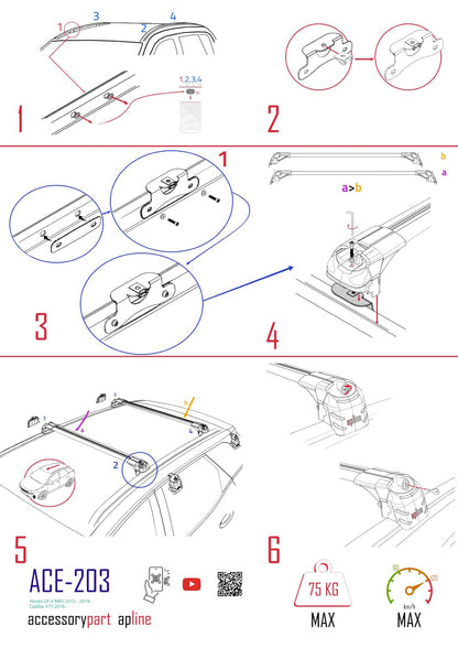 Compatible avec Honda CR-V 5 2017-2022 ACE-2 Barres de Toit Railing Porte-Bagages de Voiture Noir Aluminium 2 Barres