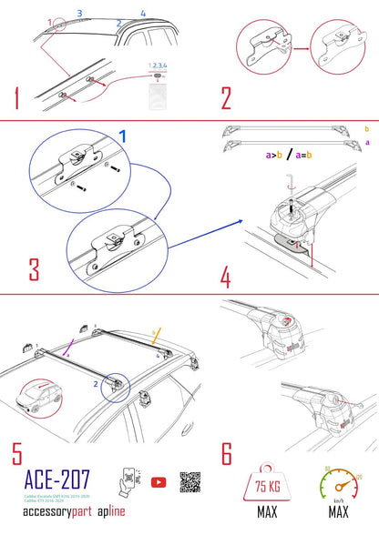 Compatible with Chevrolet Suburban 2015-2020 ACE-2 Car Roof Rack Cross Bar Grey Aluminium 2 Bars