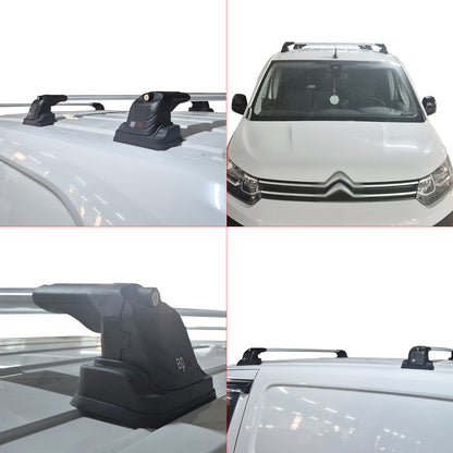 Compatible avec Citroen Berlingo 2019-2023 ACE-3 Barres de Toit Railing Porte-Bagages de Voiture Gris Aluminium 2 Barres