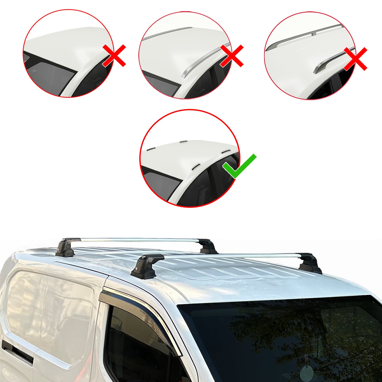 Compatible avec Renault Kangoo 1996-2007 ACE-3 Barres de Toit Railing Porte-Bagages de Voiture Gris Aluminium 2 Barres